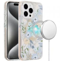 iP15 Pro Max Magnetic Double Layer IMD Design Case - Floral B