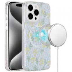 iP15 Pro Max Magnetic Double Layer IMD Design Case - Floral C