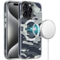 iP15 Pro Max Magnetic Double Layer IMD Design Case - Green Camo