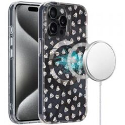 iP15 Pro Max Magnetic Double Layer IMD Design Case - Smoke Diamond Holographic