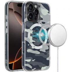 iPhone 16 Pro 6.3 inch Magnetic Double Layer IMD Design Case - Green Camo
