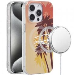iP15 Pro Max [Magnetic Circle] Double Layer Design IMD TPU Case - Coconut Palm