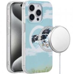 iP15 Pro Max [Magnetic Circle] Double Layer Design IMD TPU Case - Eagle