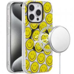 iP15 Pro Max [Magnetic Circle] Double Layer Design IMD TPU Case - Smiley Faces