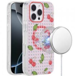 iPhone 16 Pro Max 6.9 inch [Magnetic Circle] Double Layer Design IMD TPU Case - Cherry