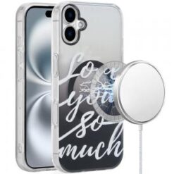 iPhone 16 Plus 6.7 inch [Magnetic Circle] Double Layer Design IMD TPU Case - Love You So Much