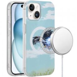 iPhone 15 [Magnetic Circle] Double Layer Design IMD TPU Case - Eagle