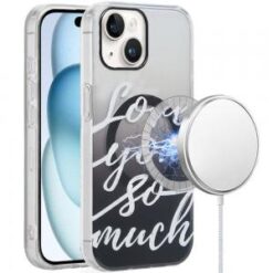 iPhone 15 [Magnetic Circle] Double Layer Design IMD TPU Case - Love You So Much