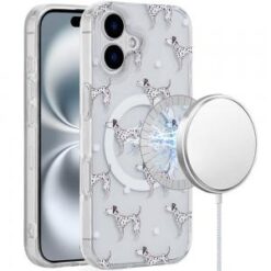iPhone 16 6.1 inch [Magnetic Circle] Double Layer Design IMD TPU Case - Dogs