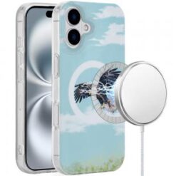 iPhone 16 6.1 inch [Magnetic Circle] Double Layer Design IMD TPU Case - Eagle