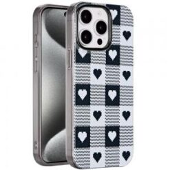 iP15 Pro Max Double Layer Design IMD TPU Case - Checker Hearts