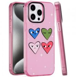 iP15 Pro Max Double Layer Design IMD TPU Case - Cute Hearts