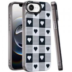 iPhone 16E (E edition) / SE4 (2025) Double Layer Design IMD TPU Case - Checker Hearts