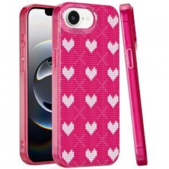 iPhone 16E (E edition) / SE4 (2025) Double Layer Design IMD TPU Case - Hearts on Pink