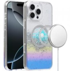 iPhone 16 Pro 6.3 inch Magnetic Glitter Epoxy Transparent Hybrid - Colorful