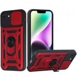 iPhone 16E / SE4 ELITE Camera Push Magnetic Ring Stand Hybrid - Red