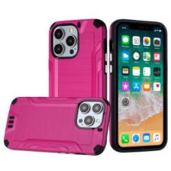 iPhone 15 Pro Strong Tough Metallic Design Hybrid - Hot Pink