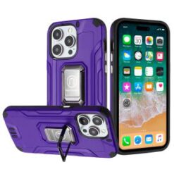 iPhone 15 Pro Strong Tough Metallic Design Hybrid Premium Kicstand - Dark Purple
