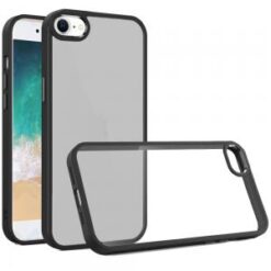 iPhone 16E / SE4 Finest Transparent Thick Acrylic Hybrid Metal Buttons Cover Case - Black