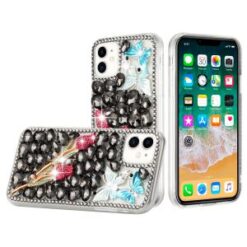 iP15 Pro Max Full Diamond with Ornaments Case Cover - Smoke Exquisite Garden