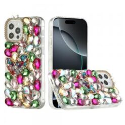 iPhone 16 Pro 6.3 inch Full Diamond with Ornaments Hard TPU Case Cover - Colorful Ornaments with