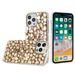 iPhone 15 Pro Cross Full Diamond Bling Case Cover - Gold