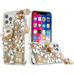 iP15 Pro Max Full Diamond with Ornaments Hard TPU Case Cover - Ultimate Multi Ornament