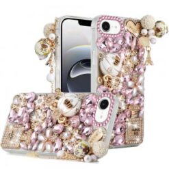 iPhone 16E / SE4 Full Diamond with Ornaments Case Cover - Ultimate Multi Ornament Pink