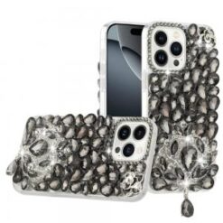 iPhone 16 Pro 6.3 inch Jewel Full Diamond Bling Case Cover - Smoke