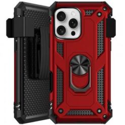 iPhone 16 Pro Max 6.9 inch Holster Magnetic Ringstand Clip Cover Case - Black