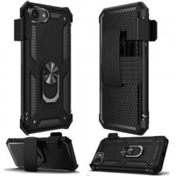 iPhone 16E / SE4 Holster Magnetic Ringstand Clip Cover Case - Black