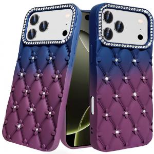 iPhone 17 Pro Floral Joy Glitter Shimmer Leather Feel Thick TPU Case (Multi-Color)
