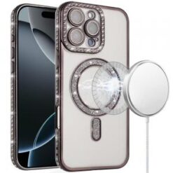 iPhone 16 Pro Max 6.9 Glitter Magnetic Circle All-Around Diamond Thick TPU with Camera Protectio