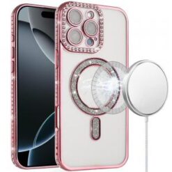 iPhone 16 Pro Max 6.9 Glitter Magnetic Circle All-Around Diamond Thick TPU with Camera Protectio