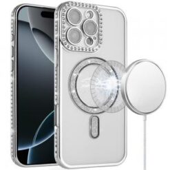 iPhone 16 Pro Max 6.9 Glitter Magnetic Circle All-Around Diamond Thick TPU with Camera Protectio