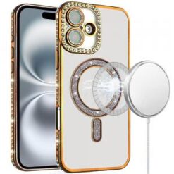 iPhone 16 6.1 inch Glitter Magnetic Circle All-Around Diamond Thick TPU with Camera Protection -