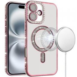iPhone 16 6.1 inch Glitter Magnetic Circle All-Around Diamond Thick TPU with Camera Protection -