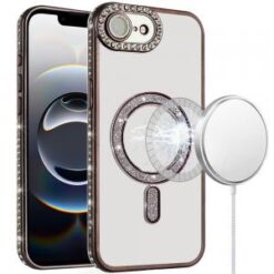 iPhone 16E (E edition) / SE4 (2025) Glitter Magnetic Circle All-Around Diamond Thick TPU with Ca