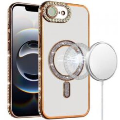 iPhone 16E (E edition) / SE4 (2025) Glitter Magnetic Circle All-Around Diamond Thick TPU with Ca