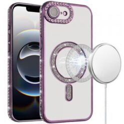 iPhone 16E (E edition) / SE4 (2025) Glitter Magnetic Circle All-Around Diamond Thick TPU with Ca