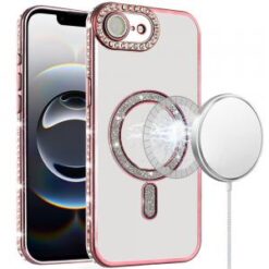 iPhone 16E (E edition) / SE4 (2025) Glitter Magnetic Circle All-Around Diamond Thick TPU with Ca