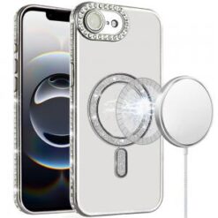 iPhone 16E (E edition) / SE4 (2025) Glitter Magnetic Circle All-Around Diamond Thick TPU with Ca