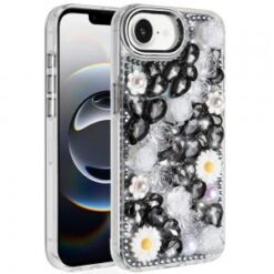 iPhone 16E (E edition) / SE4 (2025) Spectacular Full Bling Stones Glitter HQ Hybrid Floral Serie