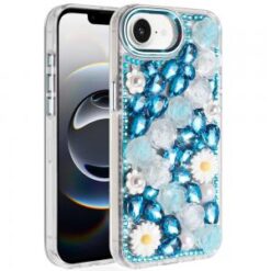 iPhone 16E (E edition) / SE4 (2025) Spectacular Full Bling Stones Glitter HQ Hybrid Floral Serie