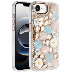 iPhone 16E (E edition) / SE4 (2025) Spectacular Full Bling Stones Glitter HQ Hybrid Floral Serie