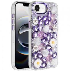 iPhone 16E (E edition) / SE4 (2025) Spectacular Full Bling Stones Glitter HQ Hybrid Floral Serie