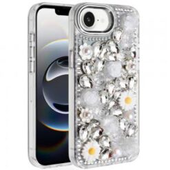 iPhone 16E (E edition) / SE4 (2025) Spectacular Full Bling Stones Glitter HQ Hybrid Floral Serie