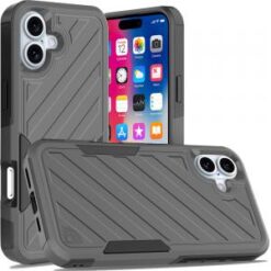 iPhone 16 6.1 inch Noble lined shockproof dual layer hybrid - Grey/Black
