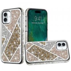iPhone 16 6.1 inch Rhombus Bling Glitter Diamond Case Cover - Gold