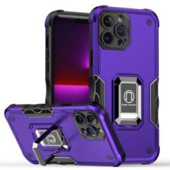 iPhone 15 Pro OPTIMUM Magnetic Ring Stand Hybrid Case Cover - Dark Purple